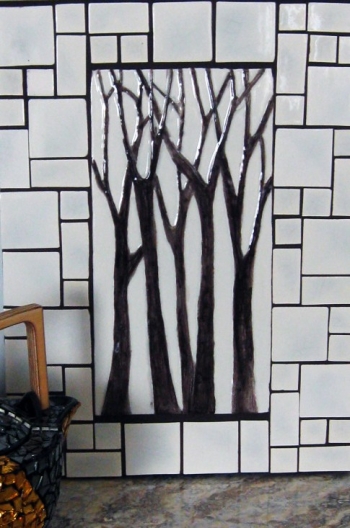 <h5>Arbre Grande 4</h5><p>Sculpted Tree Deco in Glaze Flurry 73 w/hand painted trees</p>